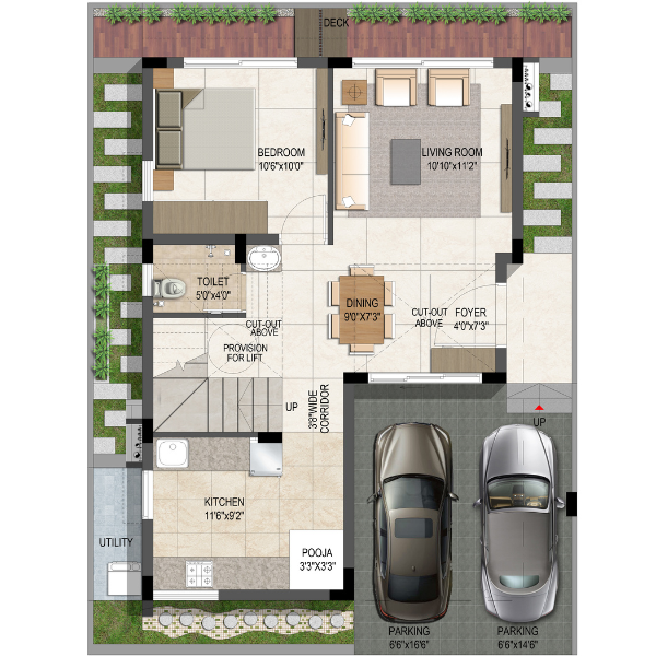 Type A - Luxury 5 BHK - East Villa Plan