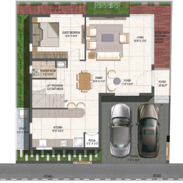 Type B - Luxury 5 BHK - East Villa Plan