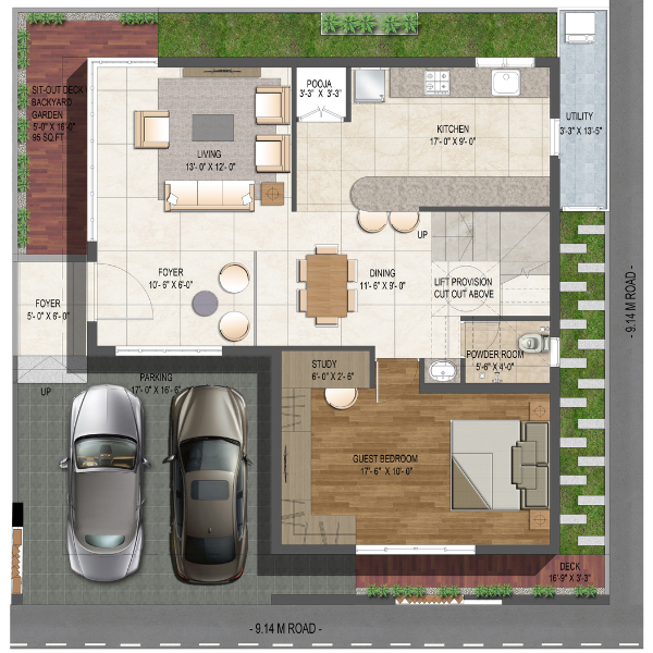 Type D - Ultra Luxury 5 BHK - West Villa Plan
